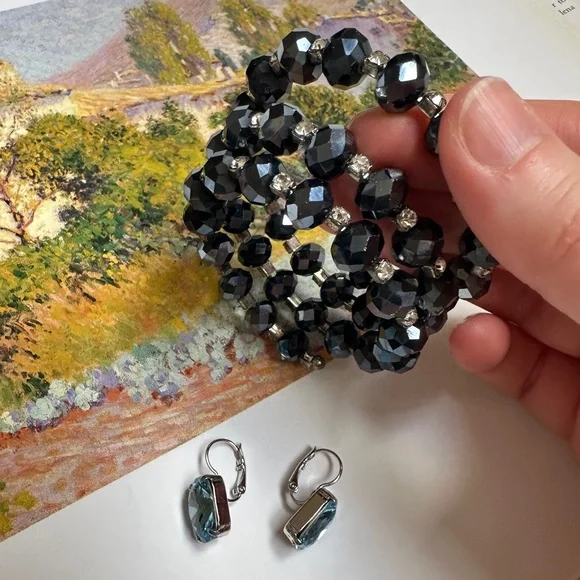 3/50$Bracelet + earrings with blue stone - Picture 9 of 14
